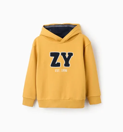 Sweat à capuche en bouclé pour garçon « ZY Archives », jaune