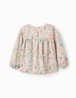 Tunique en sergé beige à motif floral coloré pour filles – Image 2