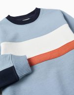 Sweat-shirt en coton à rayures contrastées pour garçon, bleu – Image 3