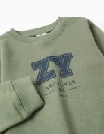 Sweat-shirt à imprimé poitrine pour garçon « ZY Archives », vert – Image 3