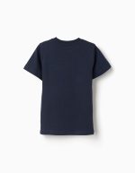 T-shirt en coton avec imprimé ZY sur le devant pour garçon, bleu foncé – Image 2