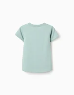 T-shirt en coton à imprimé cœur pour filles, vert clair – Image 2