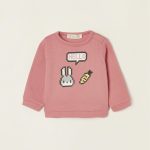 Cotton Sweatshirt for Newborn Baby Girls 'Hello', Pink