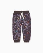 Cotton Joggers for Baby Boys 'Labyrinth', Dark Grey/Purple