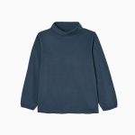 Long Sleeve Turtleneck Cotton T-shirt for Girls, Dark Blue