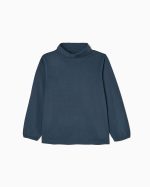 Long Sleeve Turtleneck Cotton T-shirt for Girls, Dark Blue