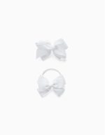 Hair Slide + Bobble with Bow for Babies and Girls, White