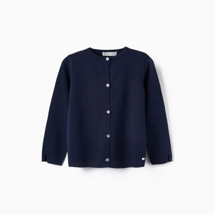 Cardigan en coton pour fille, bleu foncé