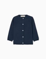 KNIT CARDIGAN, DARK BLUE, 9/12M