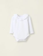 Body en coton avec col à volants pour nouveau-né fille, blanc