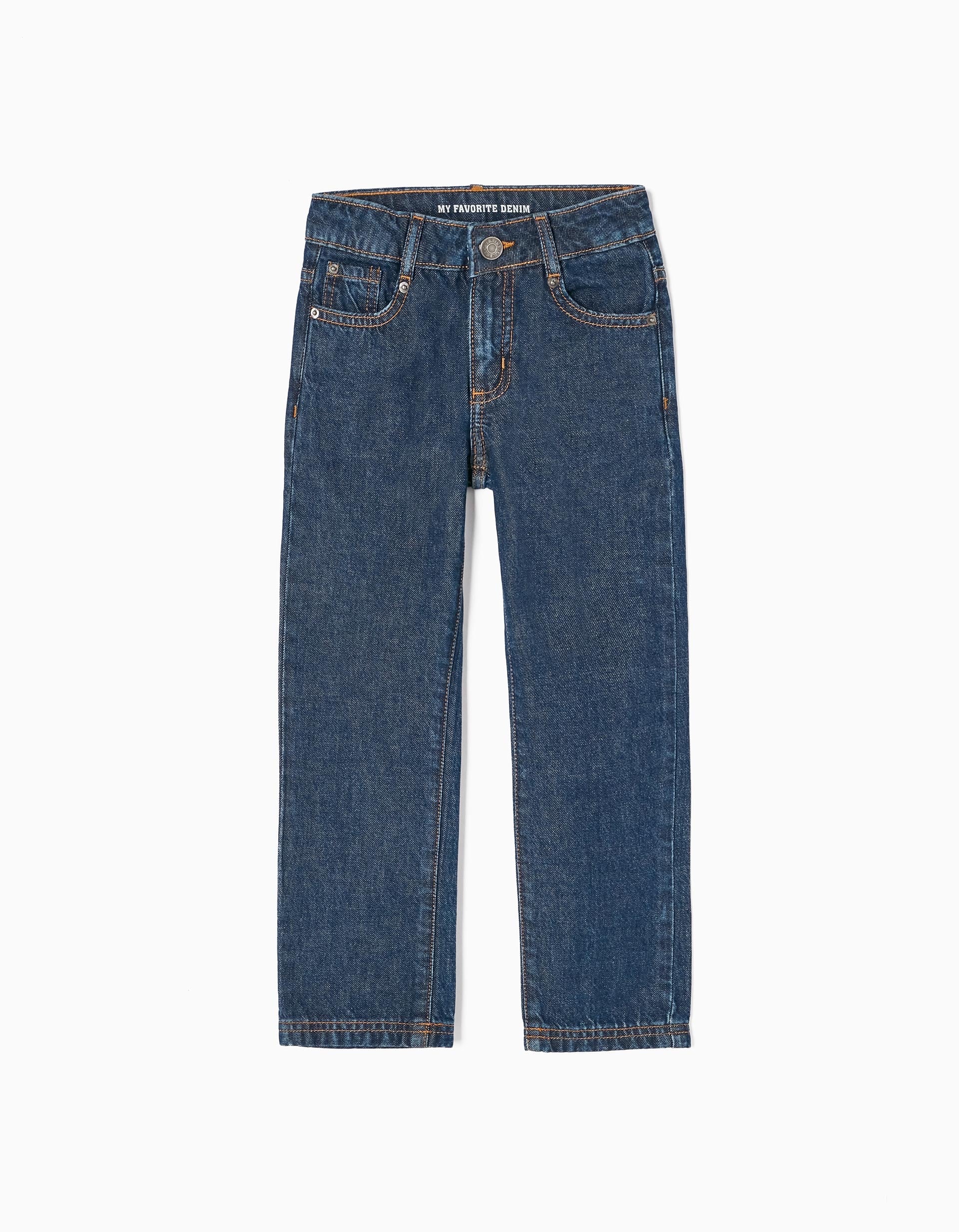 31049704003-0-1.jpg Jean Garçon en Coton 'Straight Fit' Bleu Foncé – Image 1