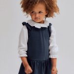 Robe trapèze sans manches pour bébé fille, bleu foncé