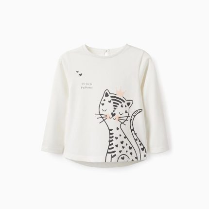 T-shirt en coton pour bébé fille 'Strong Princess', blanc