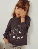 T-shirt manches longues en coton pour fille 'Feeling Good', gris