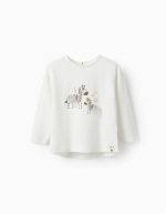 T-shirt en coton à manches longues pour bébé fille 'Zebras', blanc