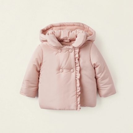 Veste matelassée à capuche pour nouveau-né fille, rose