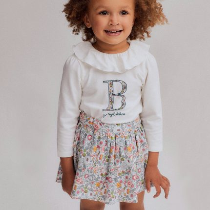 T-shirt en coton à volants pour bébé fille 'Royal Babies', blanc