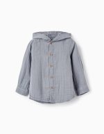 Chemise à capuche en bambula en coton pour bébés garçons, bleu