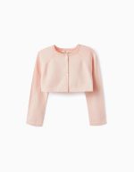 Veste boléro tricotée pour filles, rose clair
