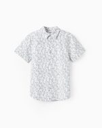 Chemise en coton à manches courtes pour garçon 'You&Me', blanc/bleu