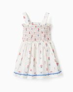 Haut à bretelles en coton fleuri pour fille, blanc