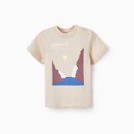 Short Sleeve T Shirt for Baby Boy 'Nature in Sicily', Dark Beige