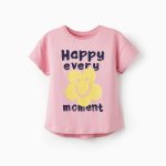T-shirt en coton fille 'Happy Every Moment', rose