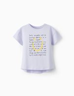 Cotton T Shirt with Glitter for Girls 'Smile Everyday', Lilac