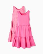 2 robes en coton fille, rose
