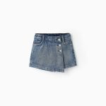 Denim Cotton Skort for Girls, Blue