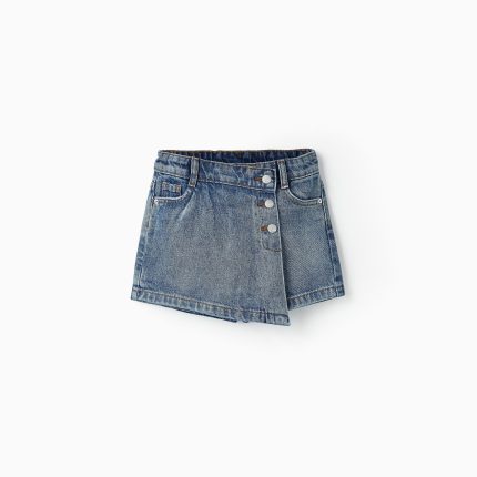 Denim Cotton Skort for Girls, Blue