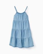 Robe en coton denim pour fille, bleu