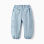 Pantalon en denim en coton pour les bébés filles, bleu clair