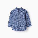 Chemise avec motif floral pour bébés garçons, bleu foncé