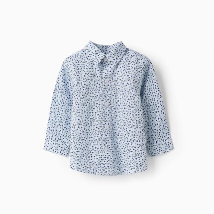 Chemise avec motif floral pour bébés garçons, bleu / blanc / bleu foncé