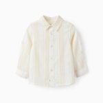Chemise en coton à manches longues pour bébé garçons, blanc / jaune