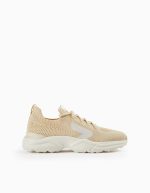 Traineurs sportifs en maille pour les filles «Superlight», beige / blanc