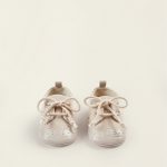 Chaussures en tissu et en cuir pour garçons nouveau-nés, gris clair