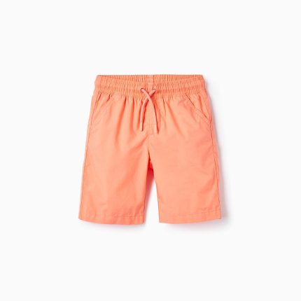 Short en popeline garçon, corail