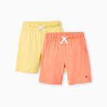 2 Shorts garçon en jersey de coton, jaune/corail