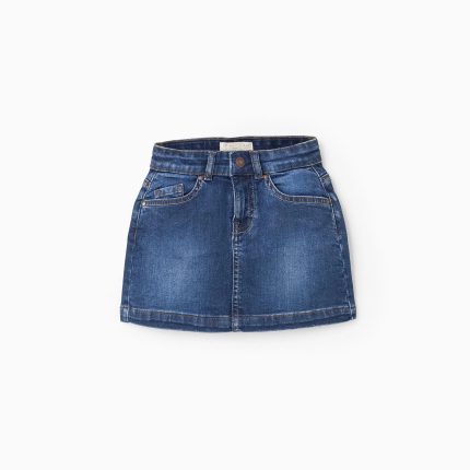 Mini-jupe en jean pour fille, bleue