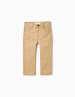 Pantalon en sergé en coton pour bébés garçons, beige