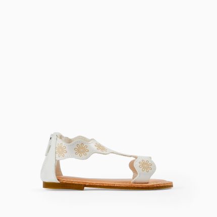Sandales à motif floral pour les bébés filles, blanc