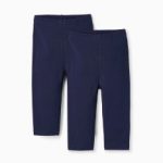 Lot de 2 paires de leggings pour bébé fille, bleu foncé