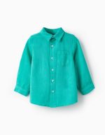 Chemise en lin à manches longues pour les jours spéciaux pour bébés garçons, vert