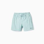 Short de bain rayé pour garçon, vert/blanc