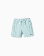 Short de bain rayé pour garçon, vert/blanc