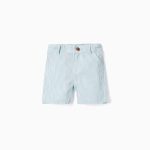 Short chino rayé bébé garçon, blanc/vert