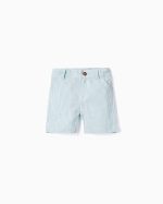 Short chino rayé bébé garçon, blanc/vert