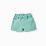 Short en lin bébé fille, vert